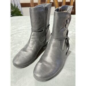 Abeo Nikki Boots Womens Size 6 Black Leather Ankle Wedge Zip Comfort Booties